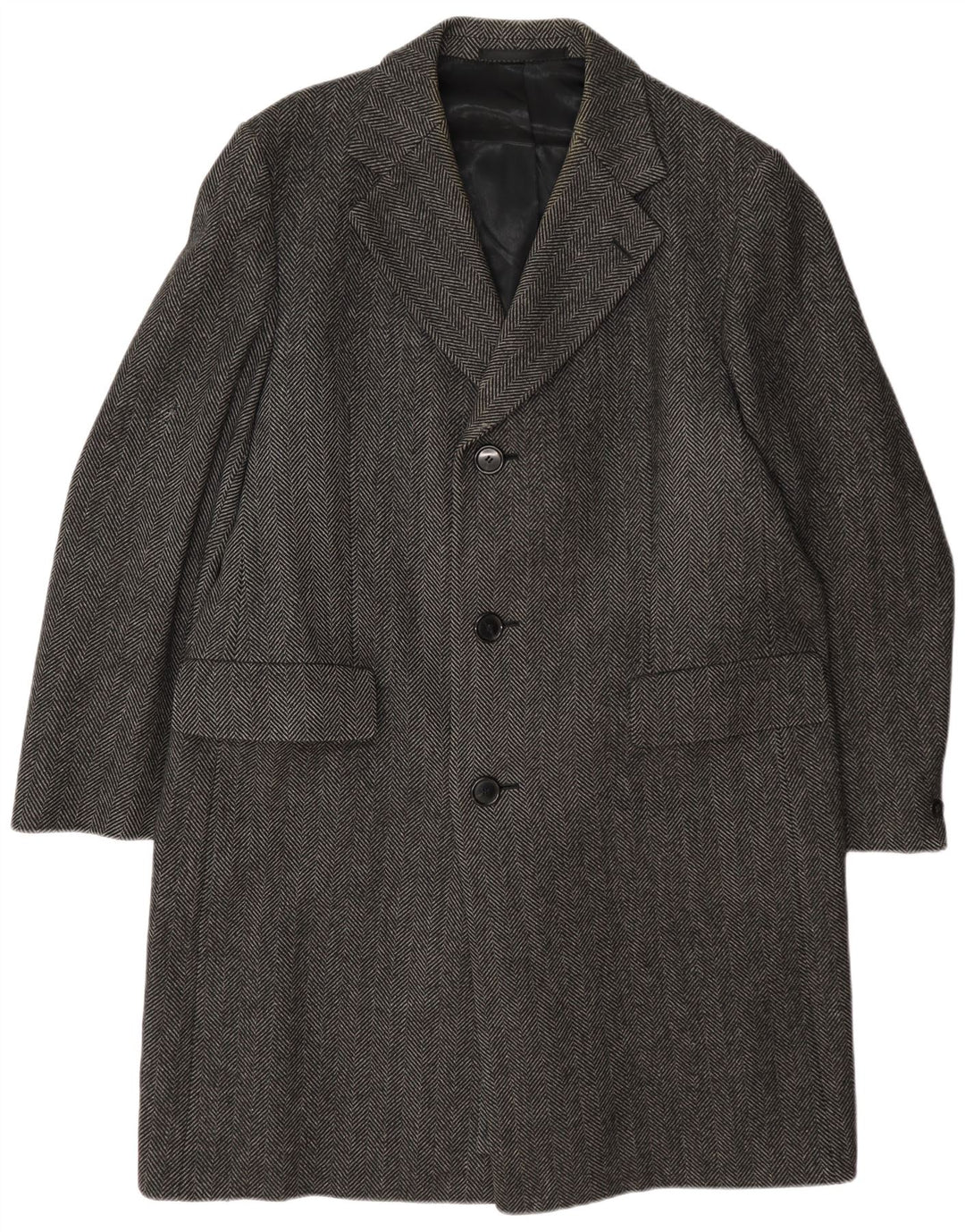 Płaszcz męski Crombie UK 42 XL Szara wełna w jodełkę