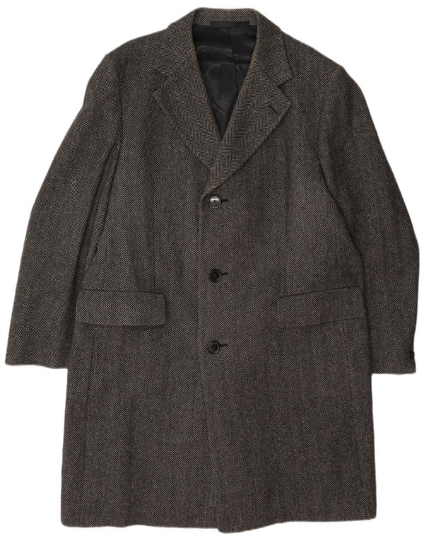 Płaszcz męski Crombie UK 42 XL Szara wełna w jodełkę