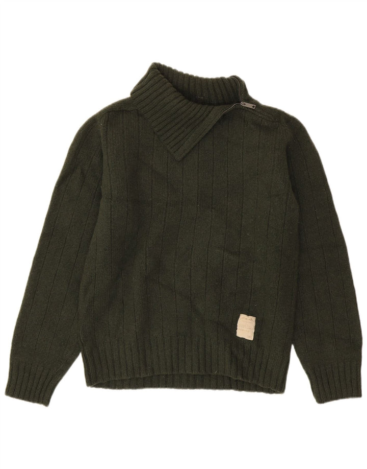 Damski sweter z zamkiem DIESEL UK 18 XL, wełna khaki