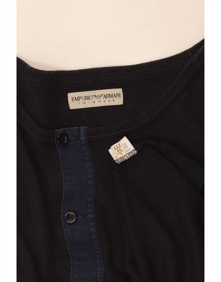 Męski graficzny top Armani Exchange z długim rękawem, duży, szary, bawełniany