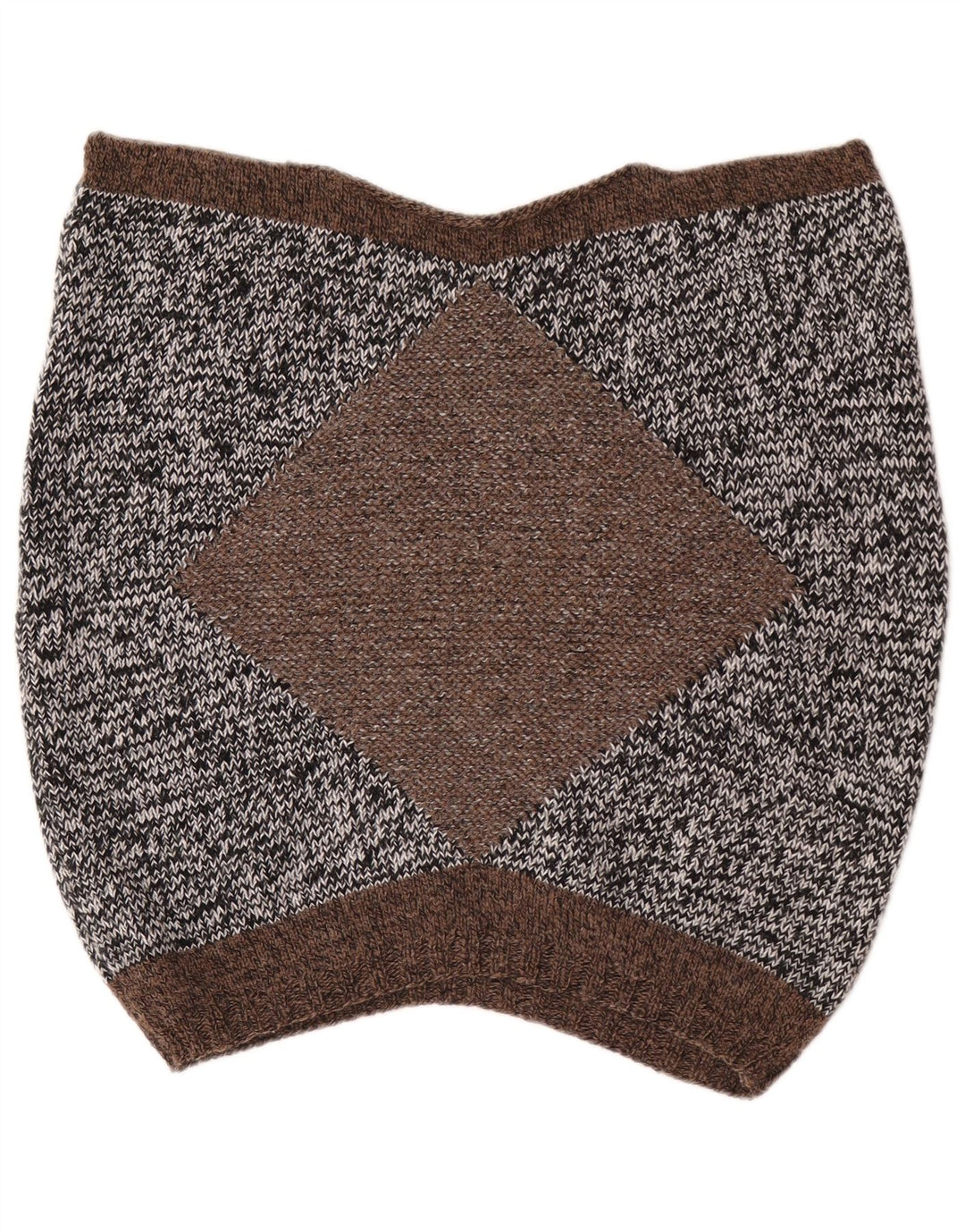 Sweter damski z krótkim rękawem i dekoltem w stylu vintage, brytyjski 14, średni szary