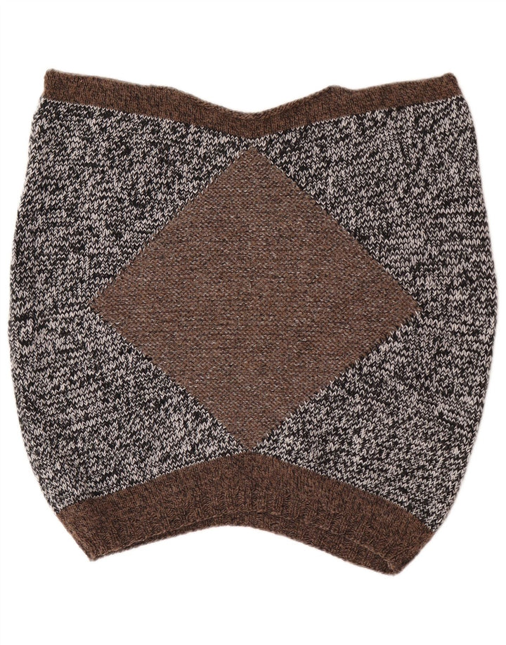 Sweter damski z krótkim rękawem i dekoltem w stylu vintage, brytyjski 14, średni szary