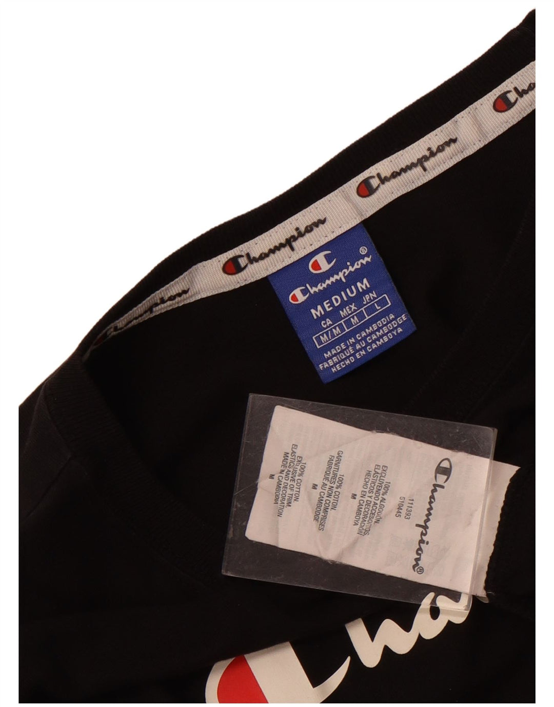 Damska koszulka z grafiką CHAMPION Top UK 12, średnia czarna bawełna