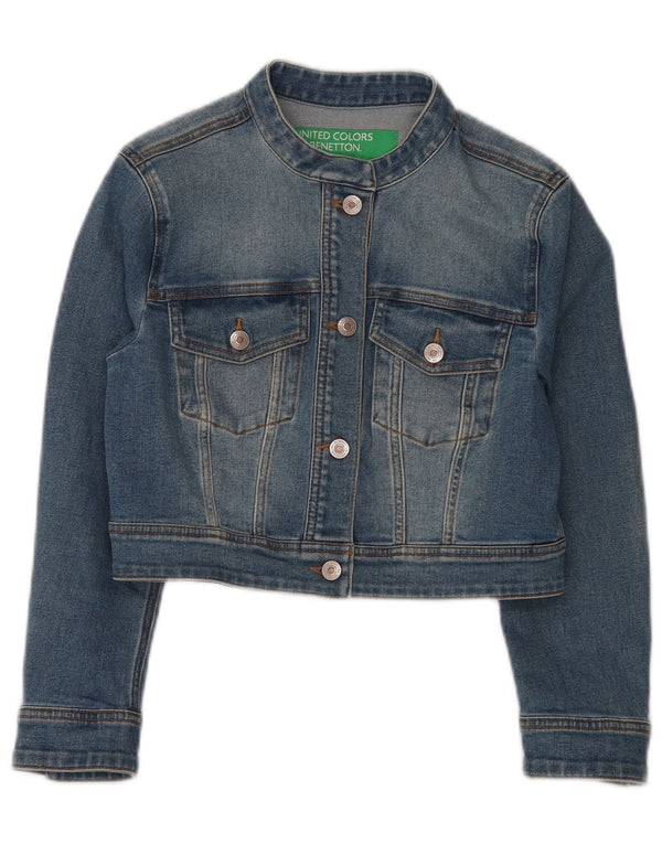 Damska kurtka jeansowa BENETTON Crop UK 10, mała, niebieska, bawełniana