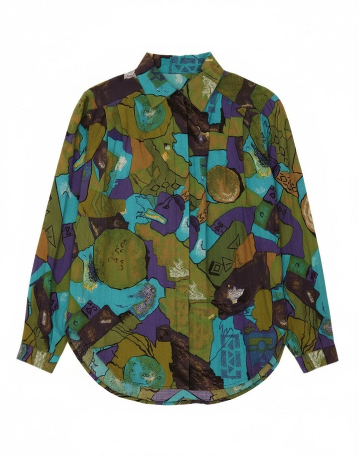 Damska bluzka koszulowa w stylu vintage w abstrakcyjny wzór UK 22 3XL wielobarwna