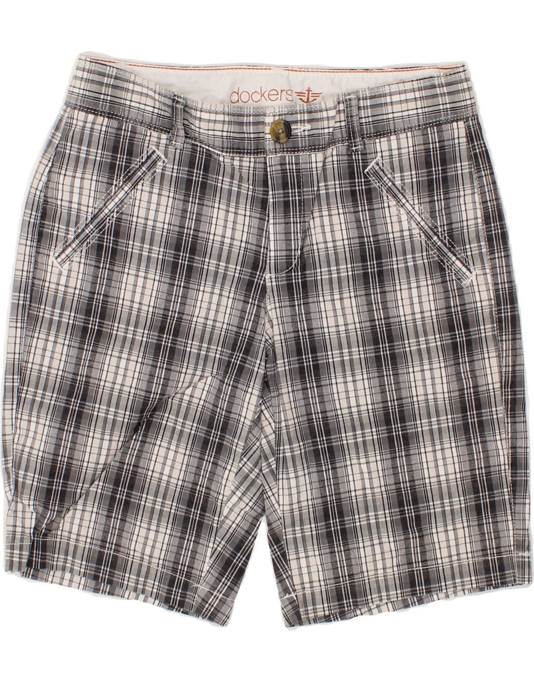 DOCKERS Womens Casual Shorts US 4 Small W27 Grey Check Cotton Vintage Dockers and Second-Hand Dockers from Messina Hembry 