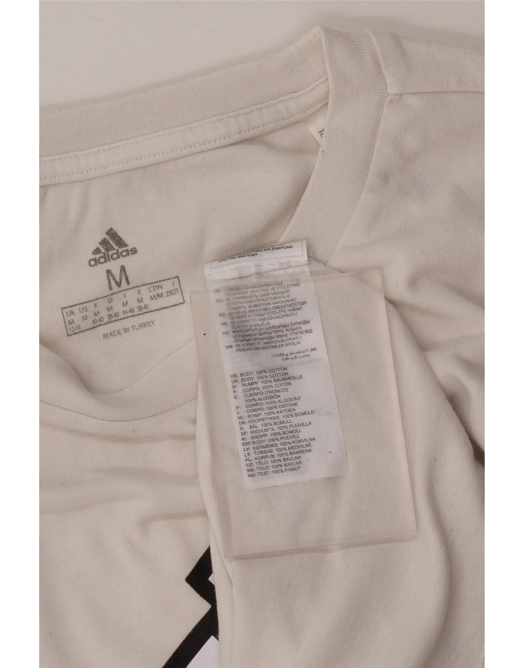 Damska koszulka Adidas Crop Oversized Graphic Top UK 12/14 Średnia biel