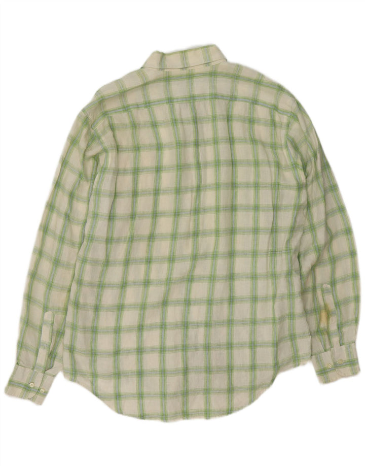 Koszula męska Massimo Dutti rozmiar 44 XL, lniana w zieloną kratkę