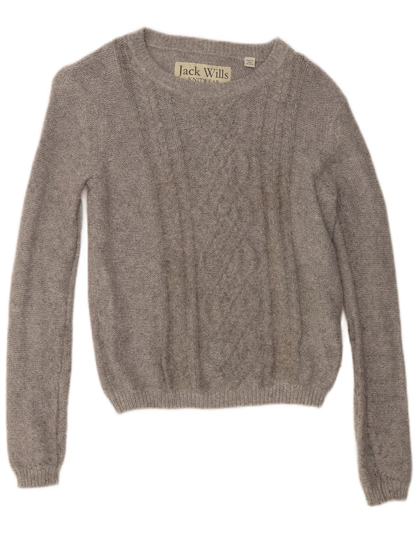 JACK WILLS Damski sweter z dekoltem w łódkę, UK 6 XS, szary, bawełniany
