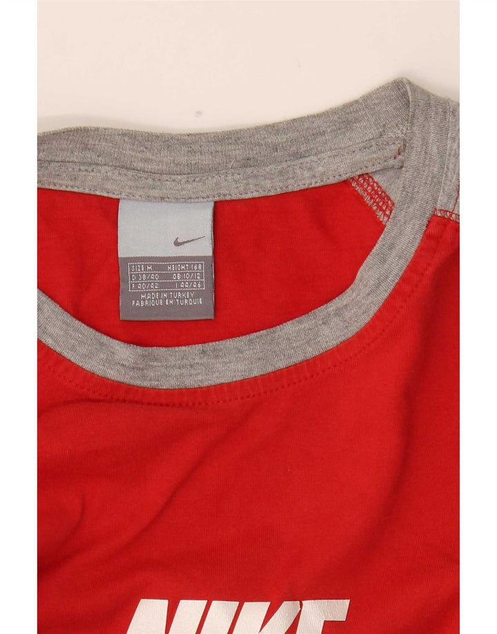 Damski top Nike Crop Graphic z długim rękawem, UK 10/12, średni czerwony, blok kolorów