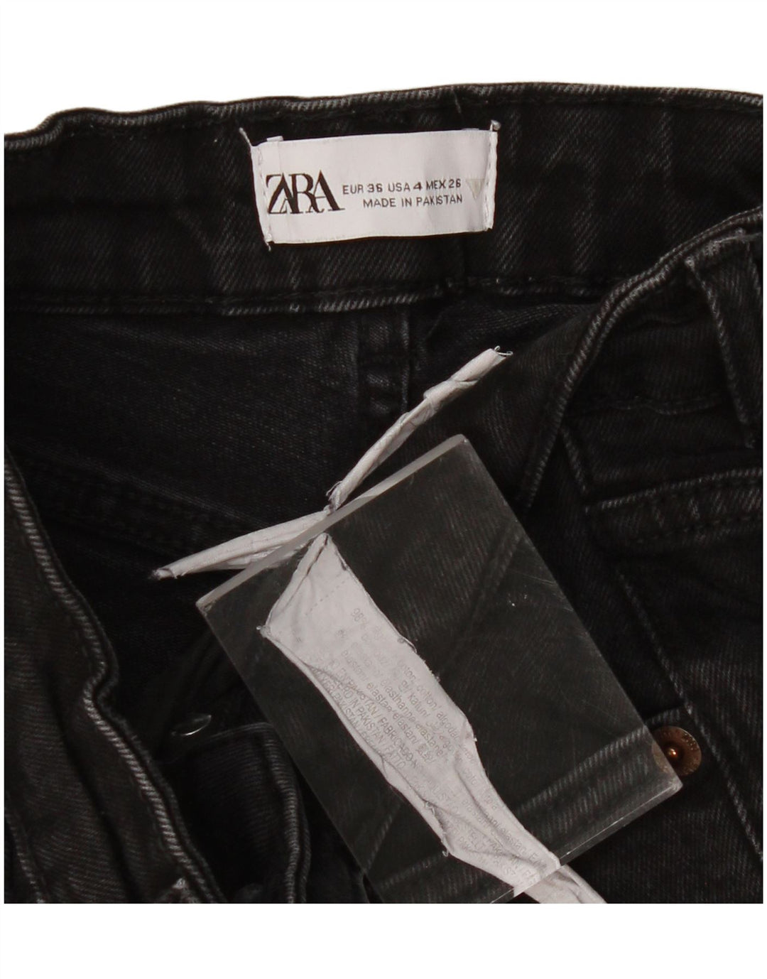 Damskie krótkie jeansy ZARA EU 36 XS W26 L23 Czarne bawełniane