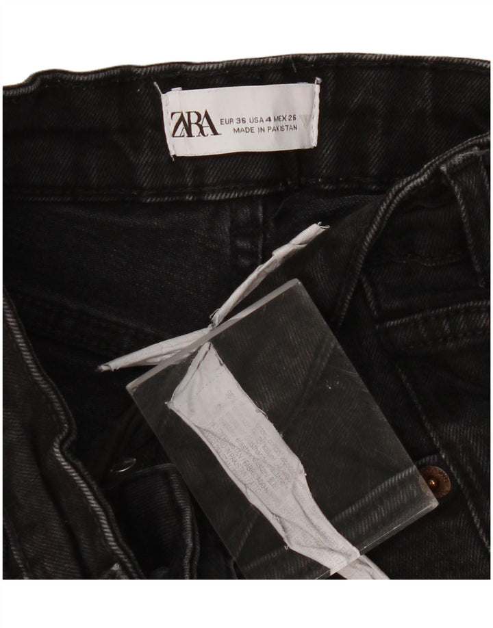 Damskie krótkie jeansy ZARA EU 36 XS W26 L23 Czarne bawełniane