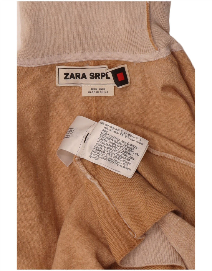 Sweter damski Zara z wywijanym dekoltem UK 12, średni beż, wełna