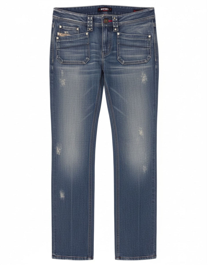 Damskie jeansy Diesel w trudnej sytuacji, proste W30 L32, niebieska bawełna