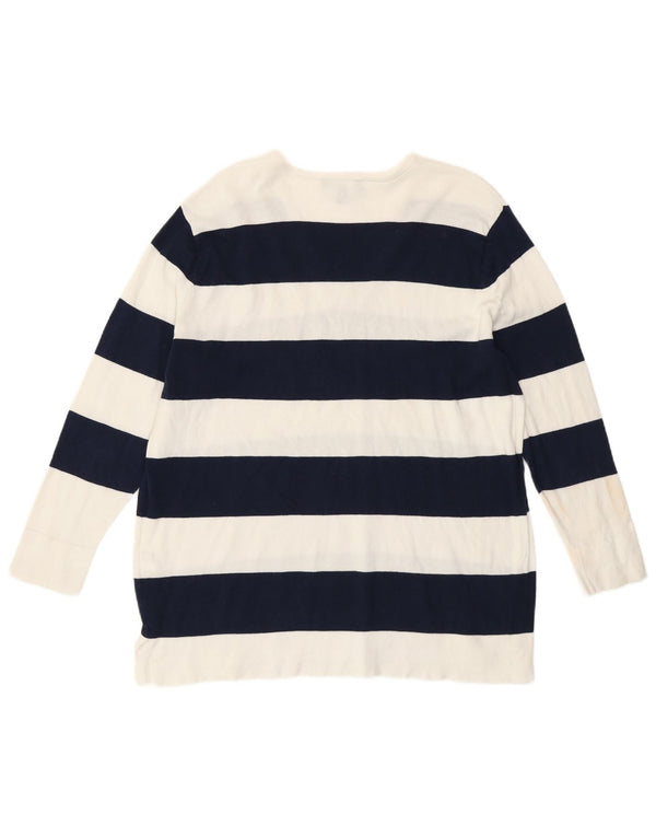 Damski sweter z dekoltem w kształcie litery V, Ralph Lauren, UK 18 XL, granatowy w paski