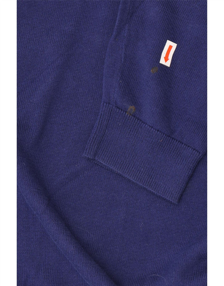 Męski sweter z dekoltem w kształcie litery V, duży, niebieski, bawełniany REISS