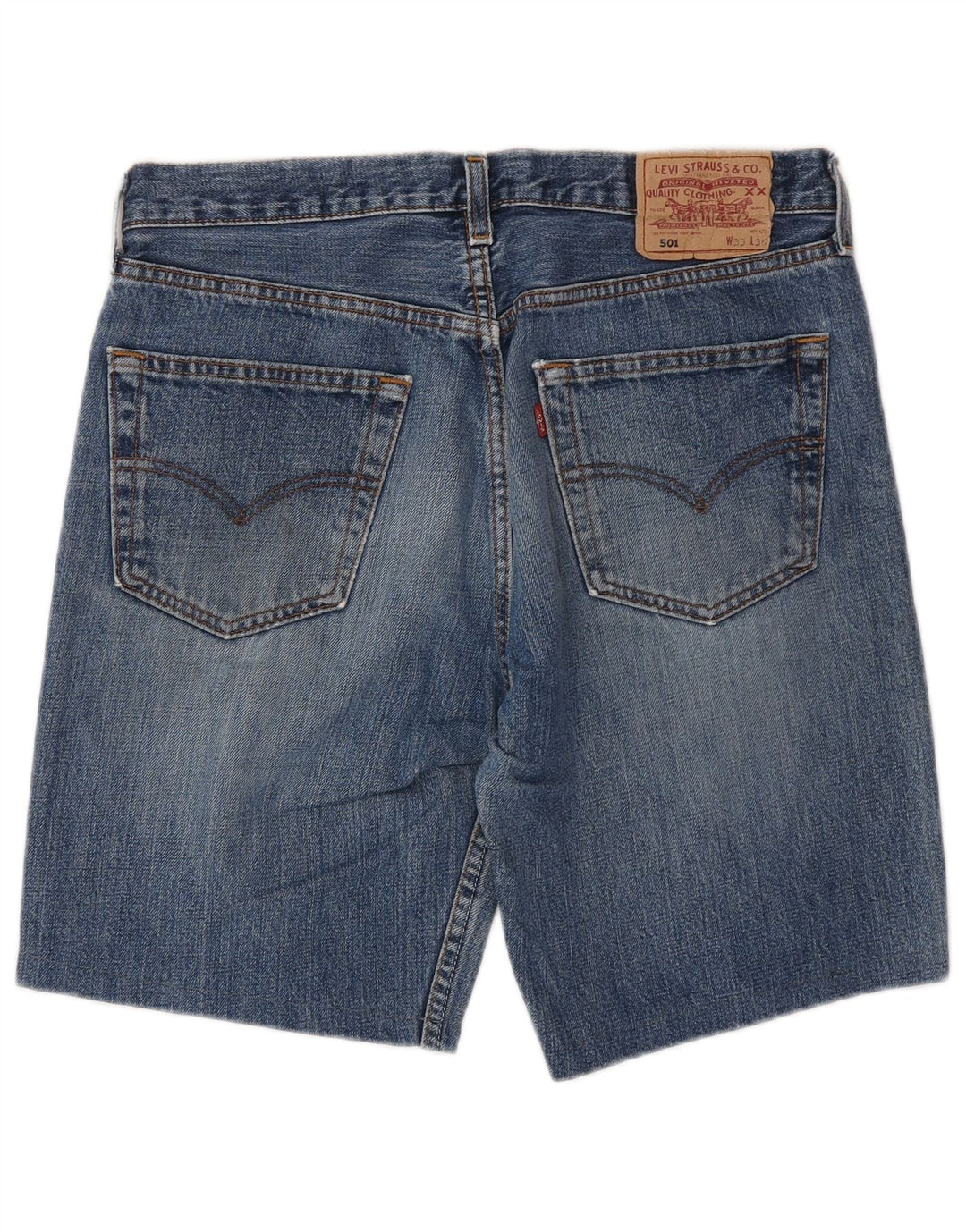 Męskie spodenki jeansowe LEVI'S 501 W33 Średnioniebieskie, bawełniane