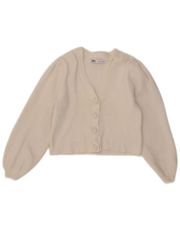 Sweter damski Zara Crop Cardigan UK 12 Średniobiała wiskoza