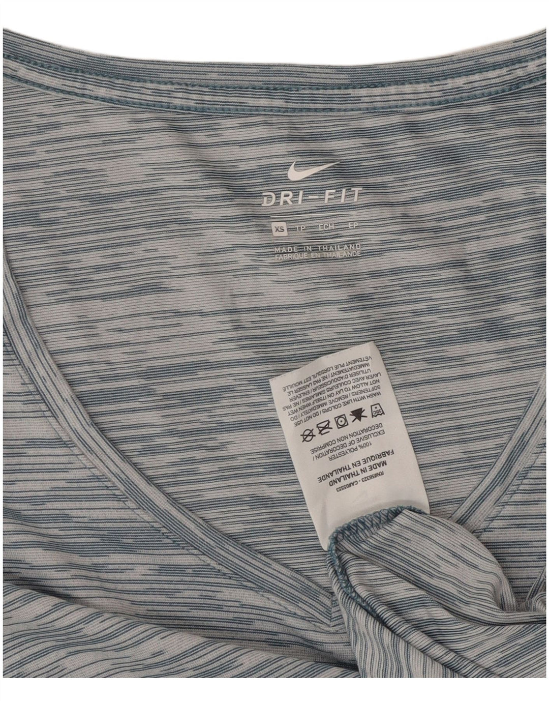 Damska koszulka Nike Dri Fit Loose Fit Top UK 6 XS z poliestru w niebieskie paski