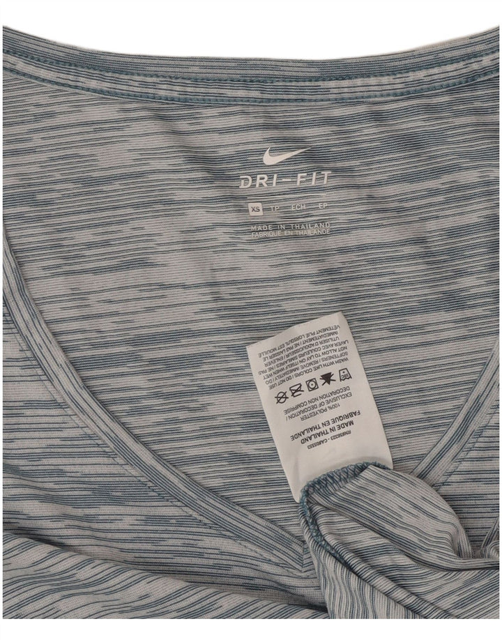 Damska koszulka Nike Dri Fit Loose Fit Top UK 6 XS z poliestru w niebieskie paski