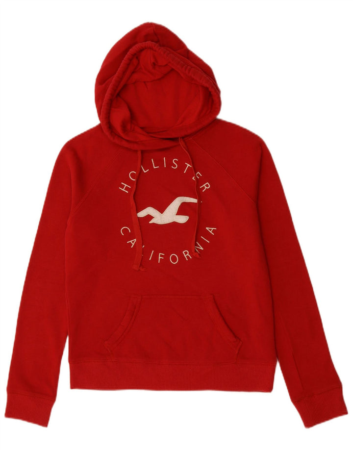 Damski sweter z kapturem HOLLISTER UK 6 XS, czerwony, bawełniany