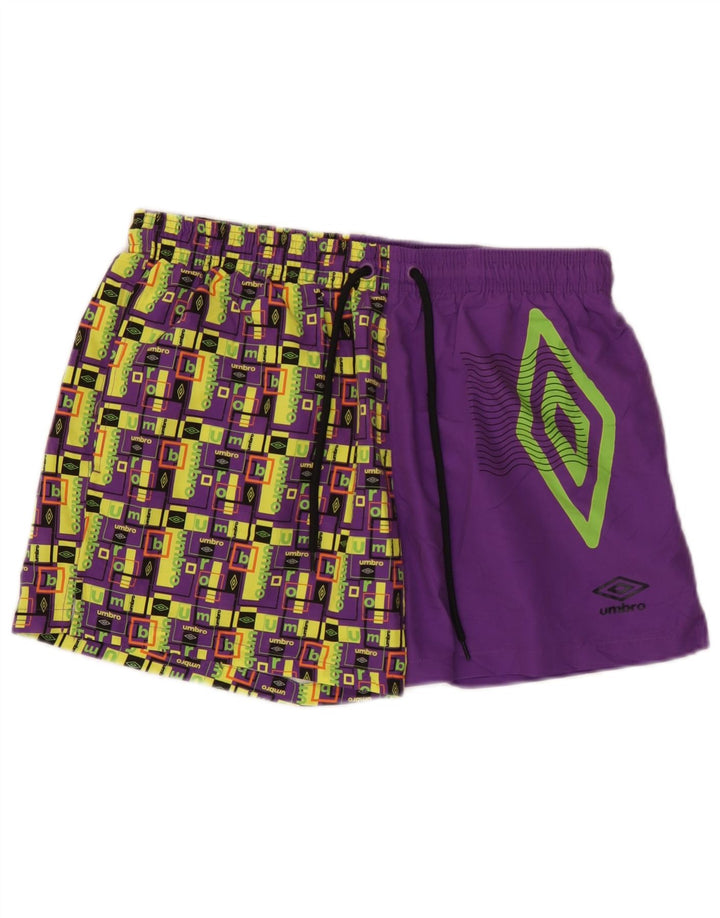 Męskie spodenki kąpielowe Umbro z grafiką, duży fioletowy geometryczny poliester