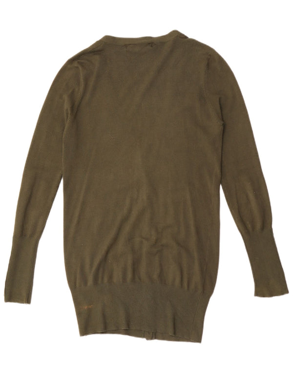 Damski sweter o przedłużonym fasonie Zara UK 12 Medium Khaki Rayon