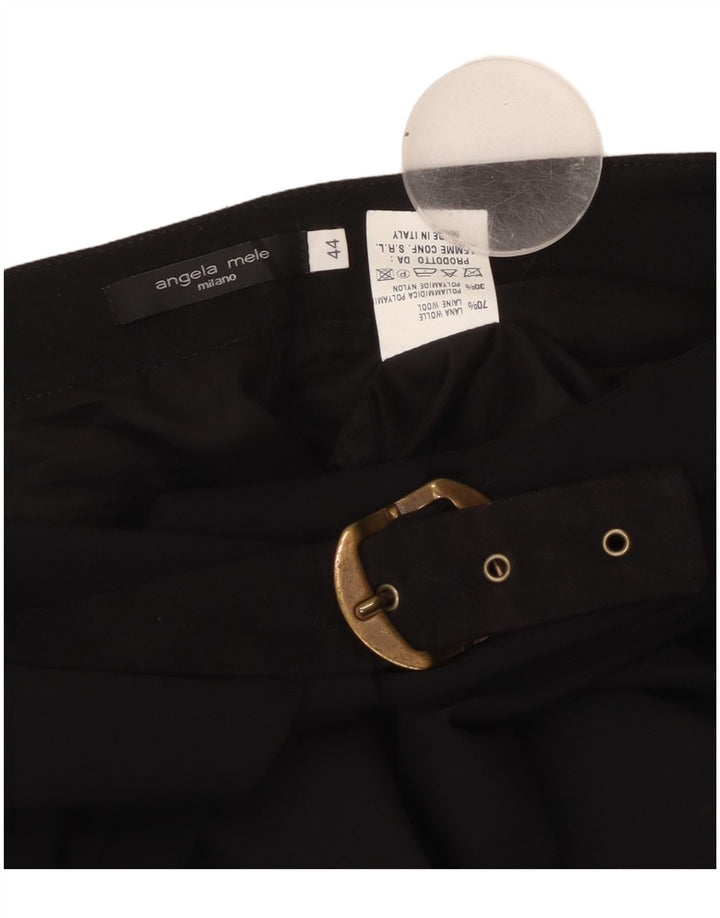 ANGELA MELE Damska spódnica kopertowa IT 44 Medium W30 Czarna wełna