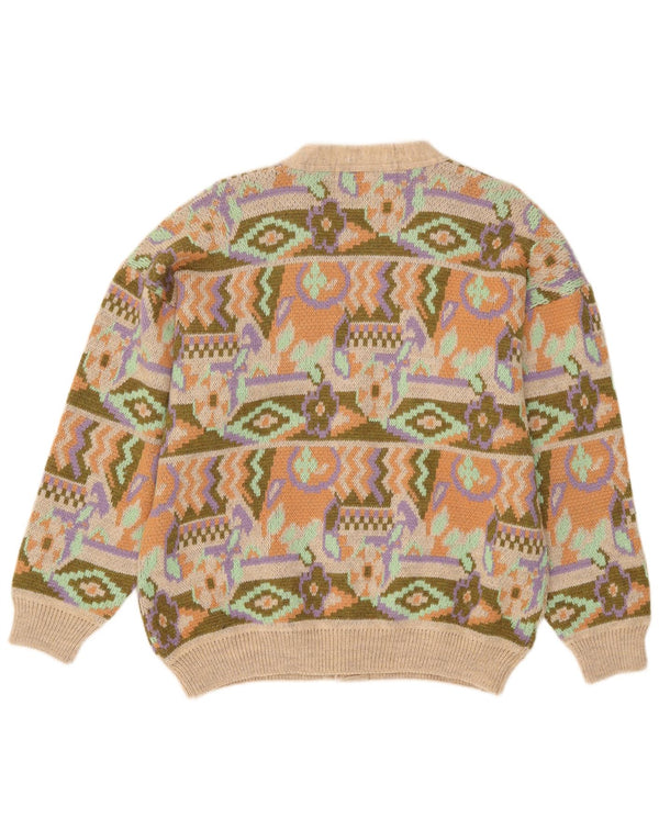 Sweter męski w stylu vintage, średni, wielobarwny, geometryczny akryl