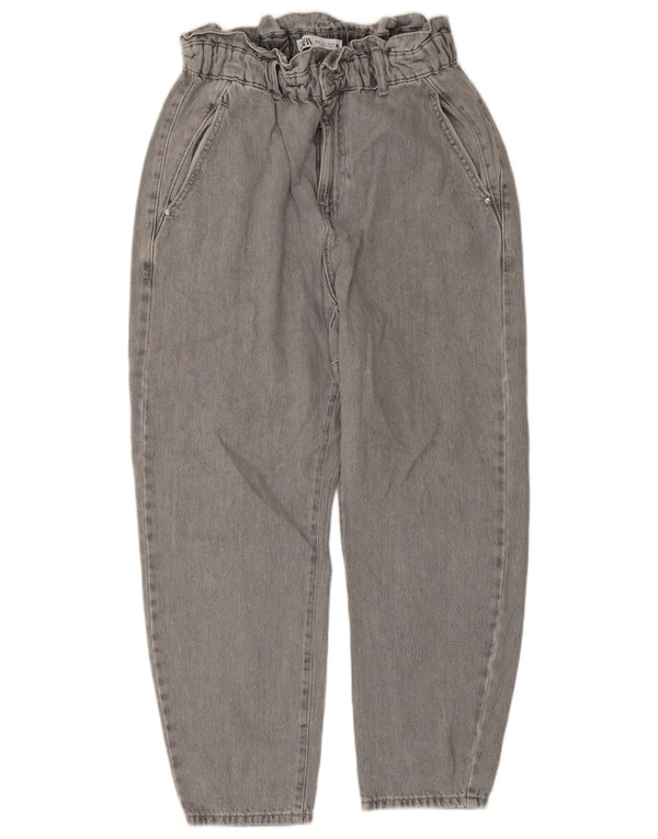 Damskie jeansy Crop z wysokim stanem Zara EU 38 Small W28 L26 Szara bawełna