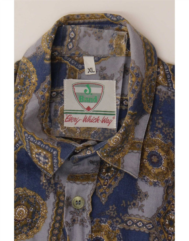 Koszula chłopięca Vintage 12-13 lat XL, niebieska geometryczna
