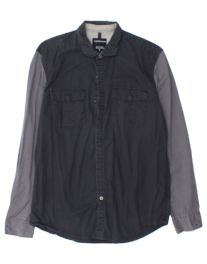 CALVIN KLEIN JEANS Mens Shirt Medium Black Colourblock Cotton Vintage Calvin Klein Jeans and Second-Hand Calvin Klein Jeans from Messina Hembry 
