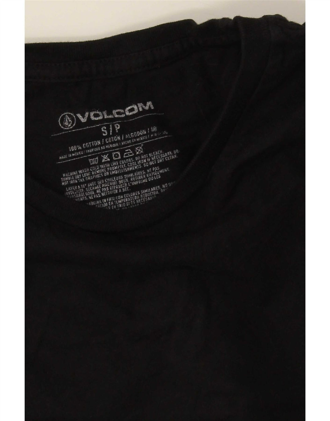 Męski graficzny top Volcom z długim rękawem, mały, czarny, bawełniany