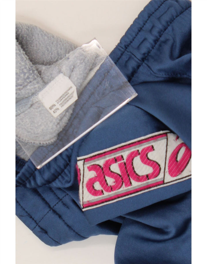 Męskie spodnie dresowe Asics z grafiką, średnioniebieskie, blokowe kolory, poliamid