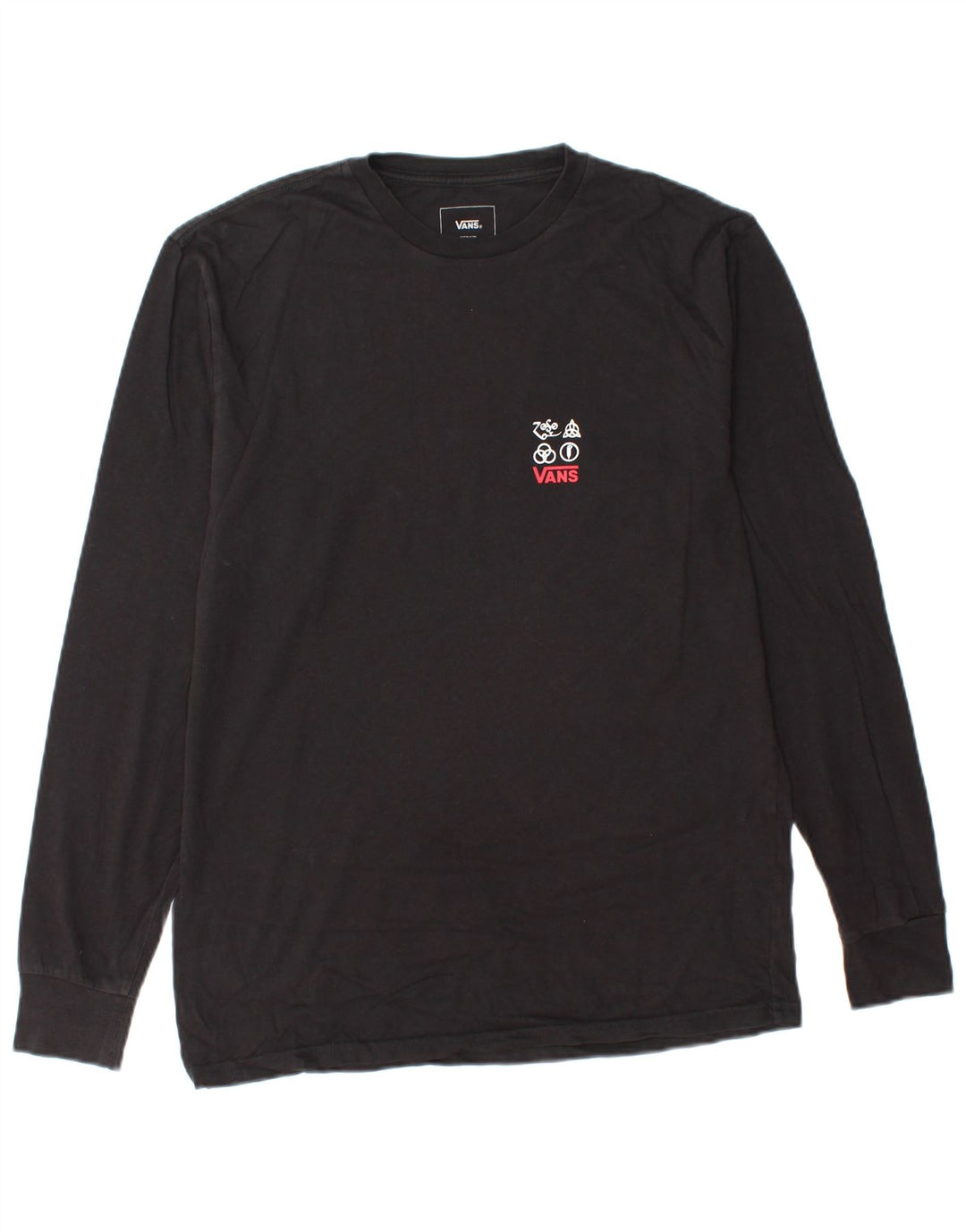 Męski top VANS o klasycznym kroju z grafiką, długim rękawem, średnio czarny, bawełniany
