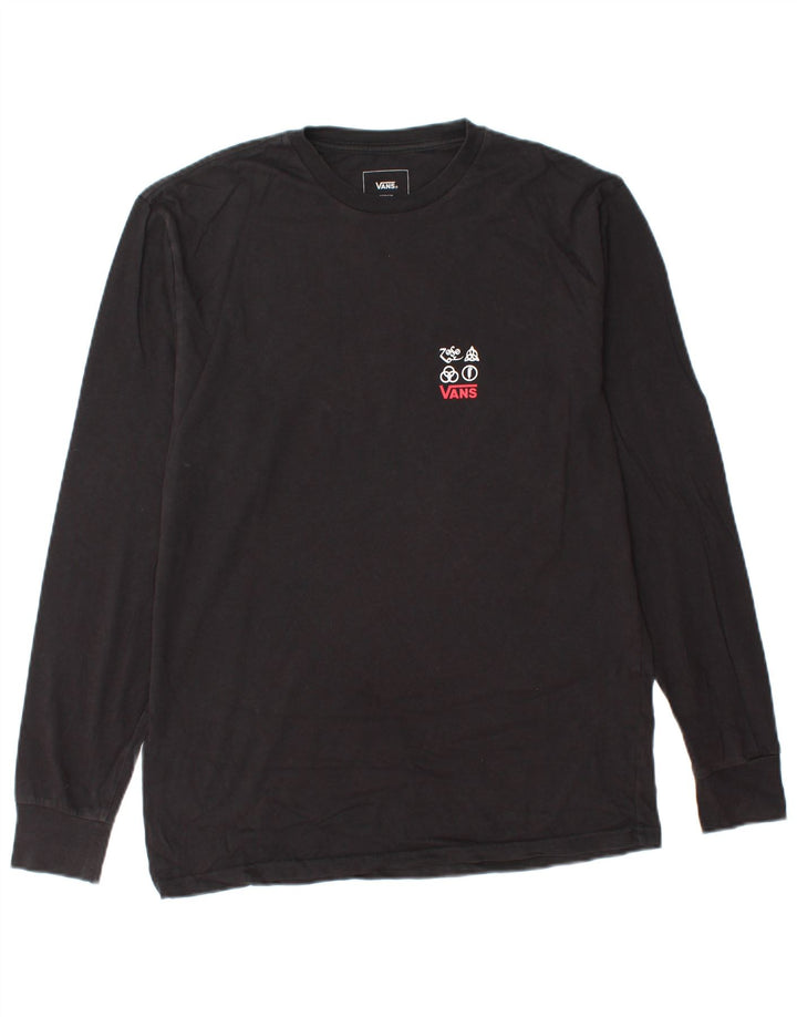 Męski top VANS o klasycznym kroju z grafiką, długim rękawem, średnio czarny, bawełniany