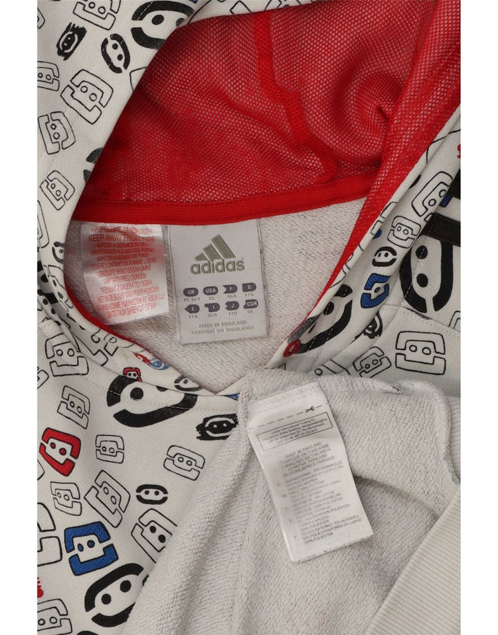 Adidas Chłopięca Bluza Z Kapturem Abstrakcyjny Wzór 15-16 Lat Biała Geometryczna