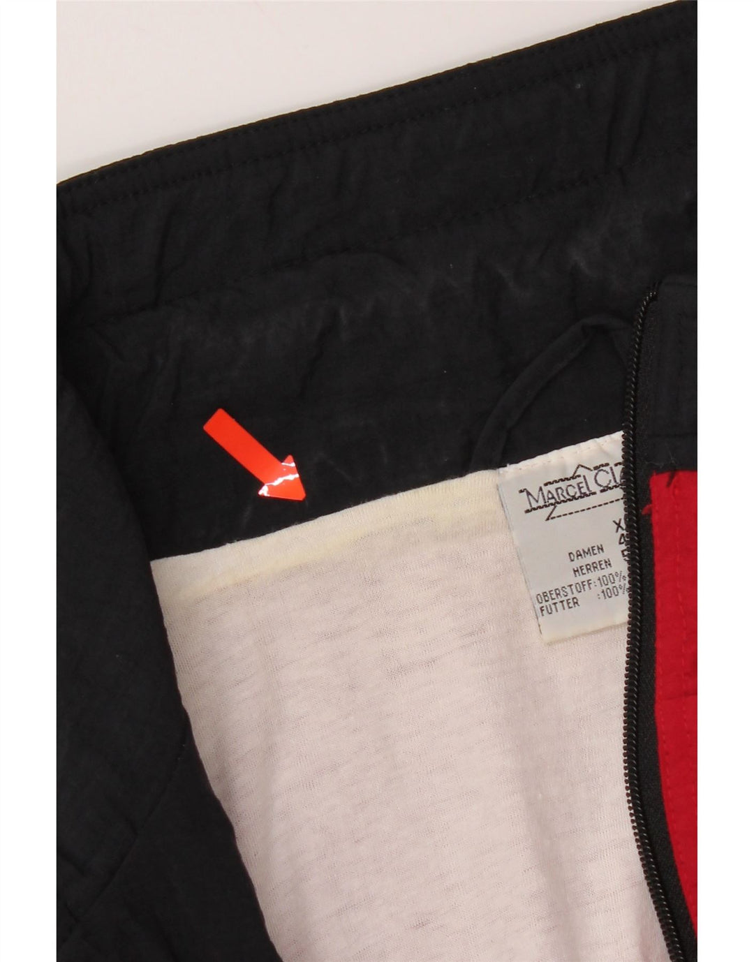 Marcel Clair Męska kurtka Anorak UK 42 XL, czerwony poliamid z blokami kolorów