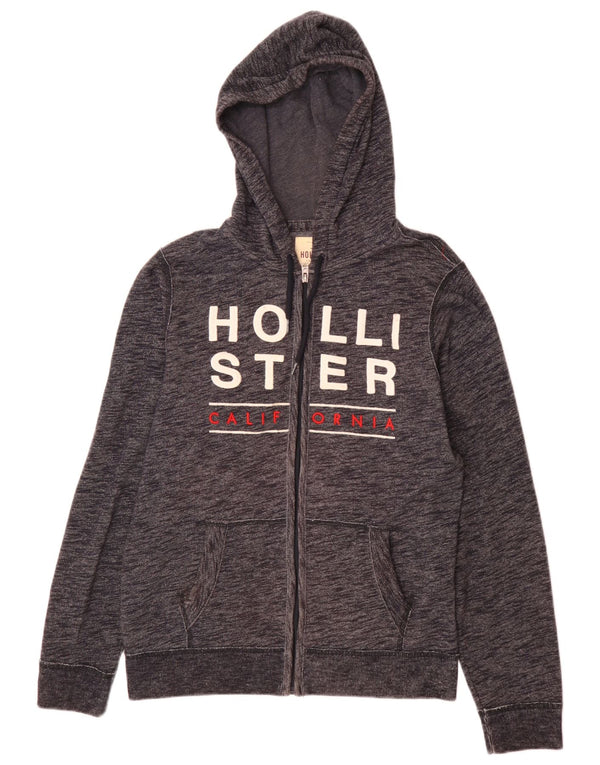 Męski sweter z kapturem i zamkiem błyskawicznym Hollister, średni granatowy, bawełniany