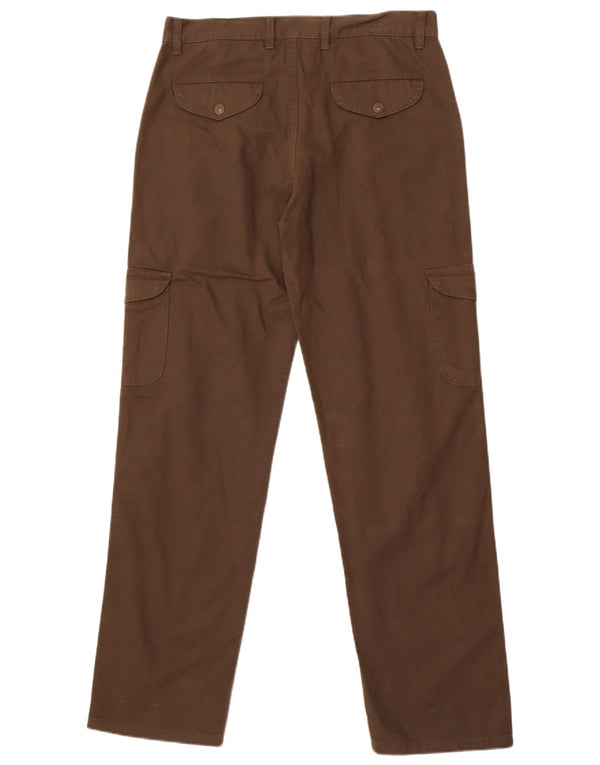 Męskie proste spodnie cargo w stylu vintage W34 L33 brązowe