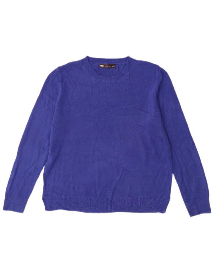 Marks & Spencer Damski sweter z okrągłym dekoltem, UK 14, średni niebieski