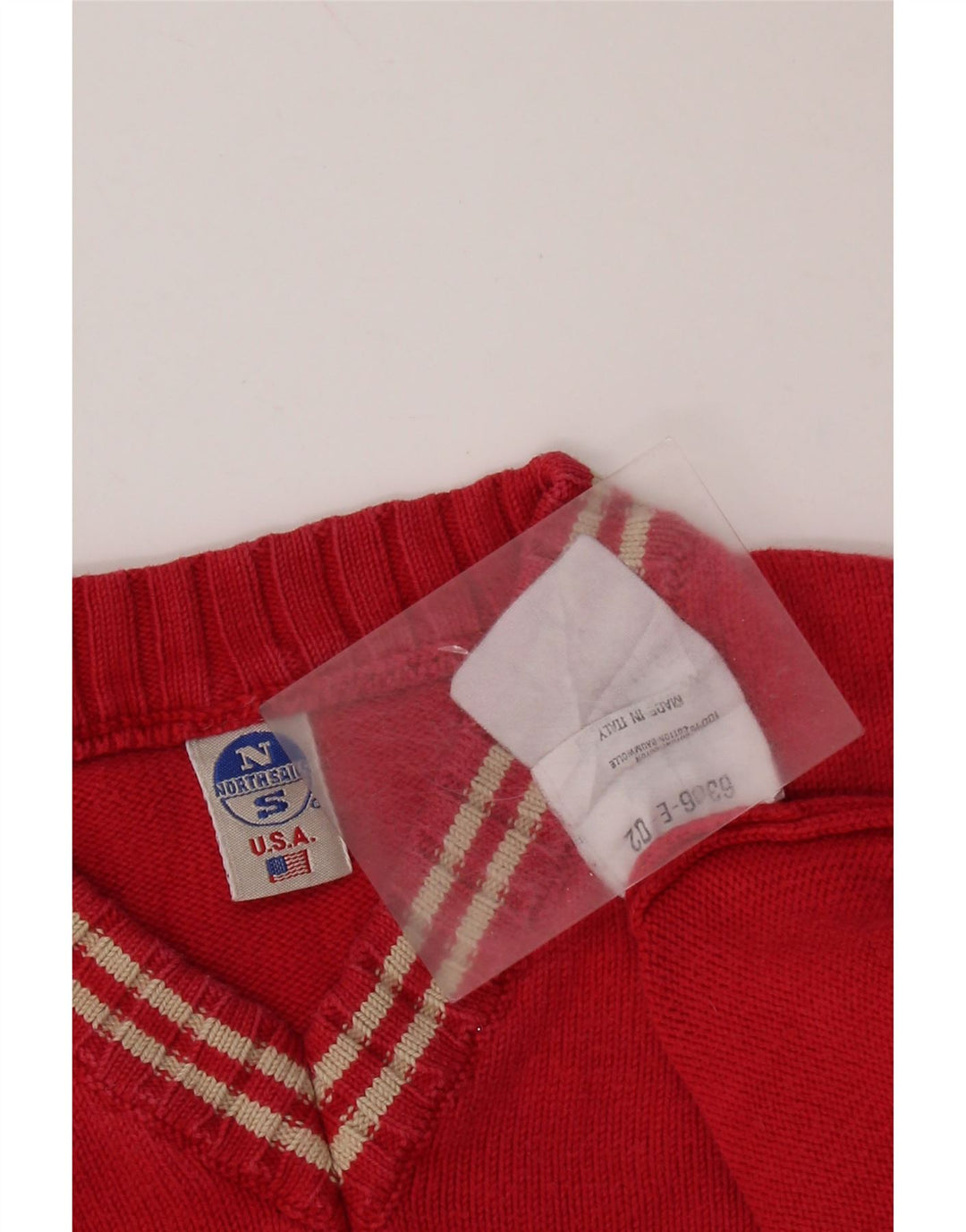 Damski sweter oversize NORTH SAILS z dekoltem w kształcie litery V, UK 10, mały, czerwony, bawełniany