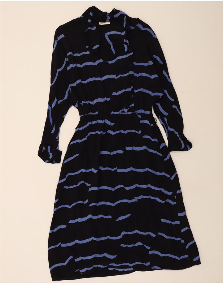 Damska sukienka maxi z rękawem 3/4 w stylu VINTAGE IT 42, wiskoza w średnie czarne paski