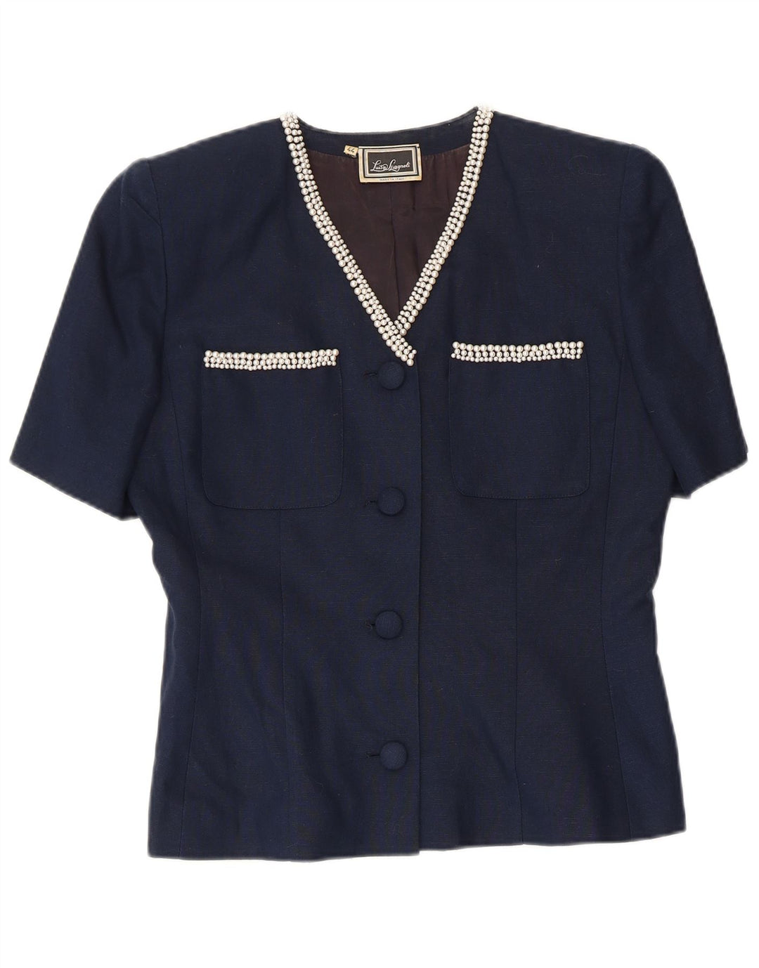 LUISA SPAGNOLI Damska marynarka zapinana na 4 guziki IT 44 Średni granat