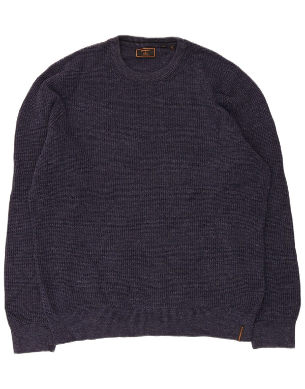 Męski sweter z okrągłym dekoltem Superdry XL, granatowy, bawełniany