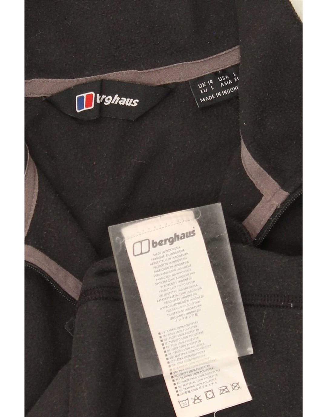 Damski sweter polarowy Berghaus z zamkiem błyskawicznym UK 14, duży, czarny poliester