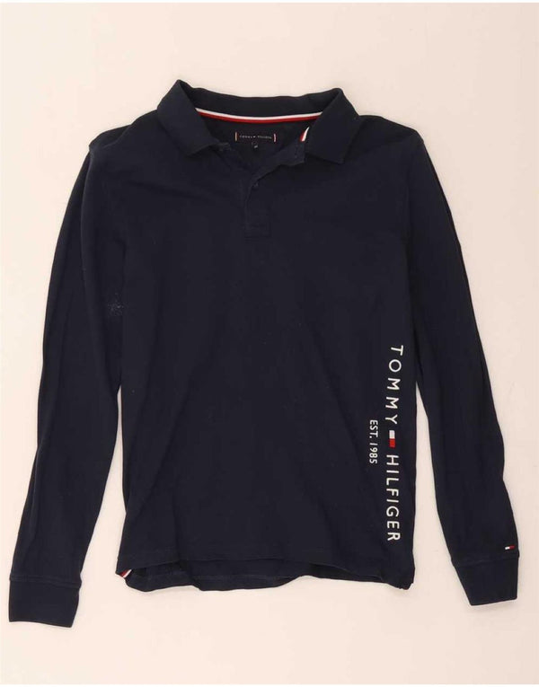 Tommy Hilfiger Boys Graphic Long Sleeve Polo Shirt 11-12 Years Navy Blue