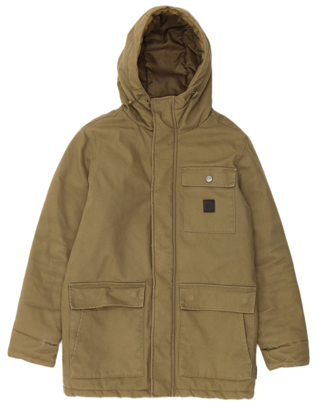 Męska kurtka parka z kapturem DC UK 36, mała, bawełniana khaki