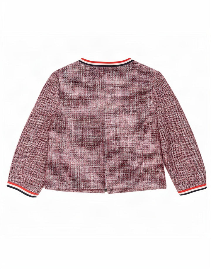 Marks & Spencer Damska marynarka typu Crop Blazer UK 12, średnia, czerwona, bawełniana w plamki