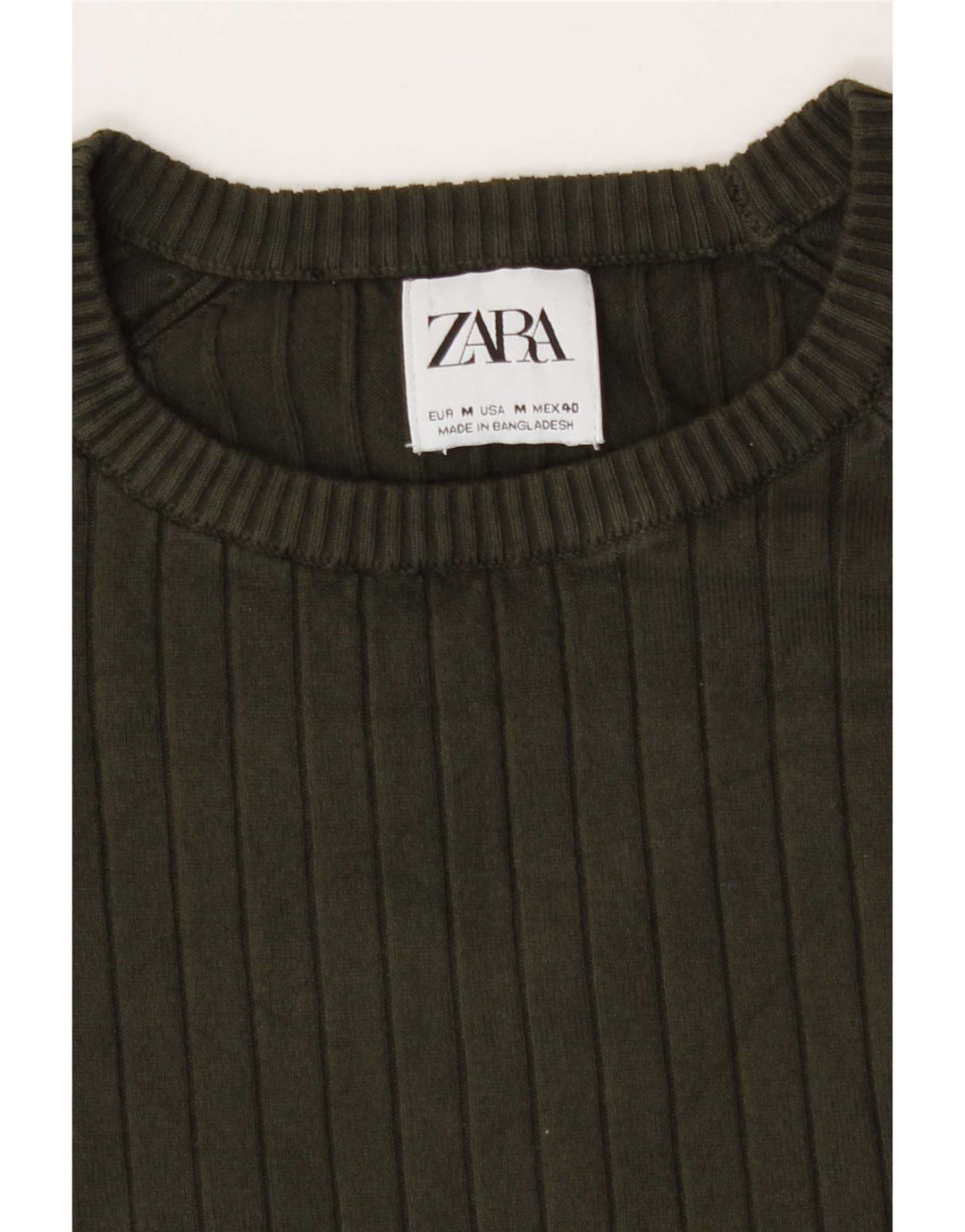 Męski sweter z okrągłym dekoltem Zara, średni khaki